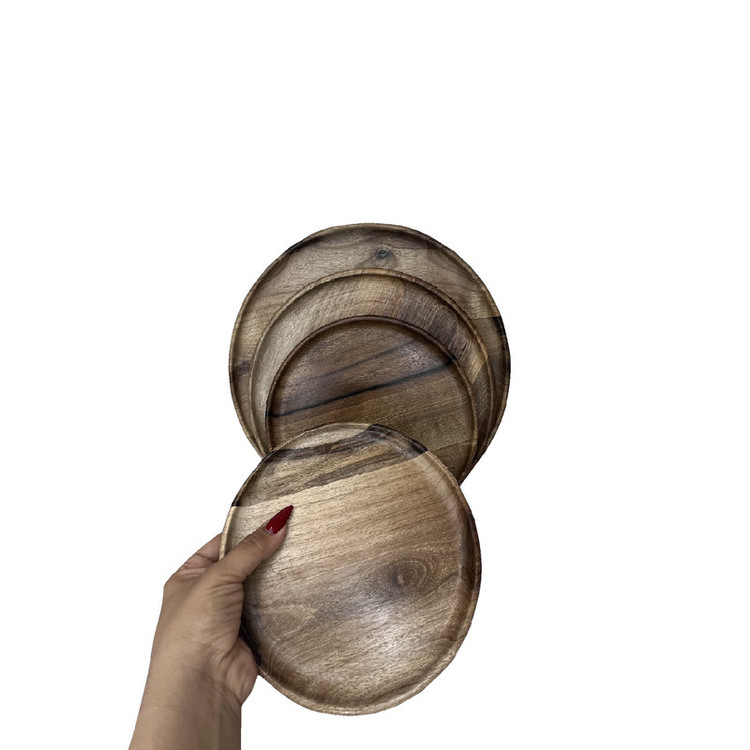 سینی سرو مدل چوبی گرد مجموعه 4 عددی