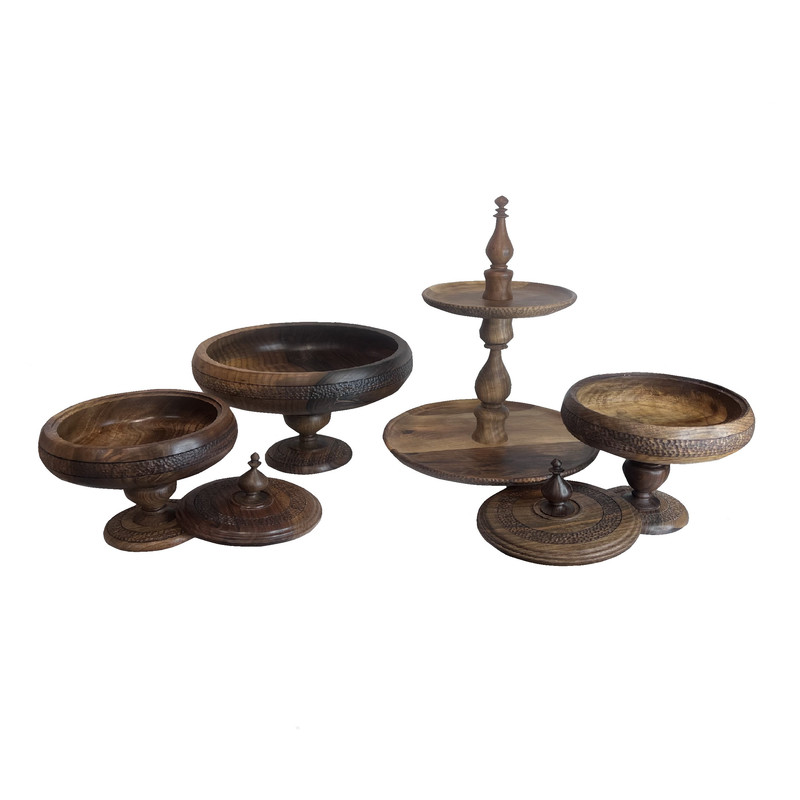 سرویس پذیرایی چهار تکه چوبی مدل قلم کاری کد GER-1820